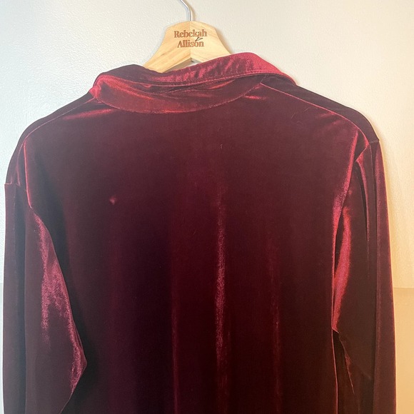 Vintage Disney Velour Long Sleeve Button Up in Burgundy Mickey Mouse SZ Large - Picture 12 of 14